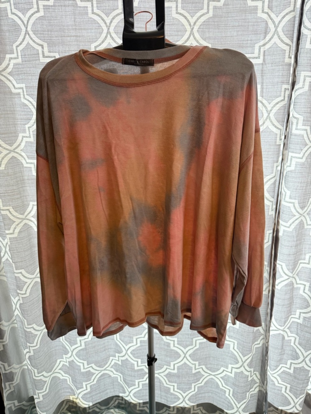 Chris & Carol Tie-Dye Long Sleeve lightweight sweatshirt pastel colors nwot